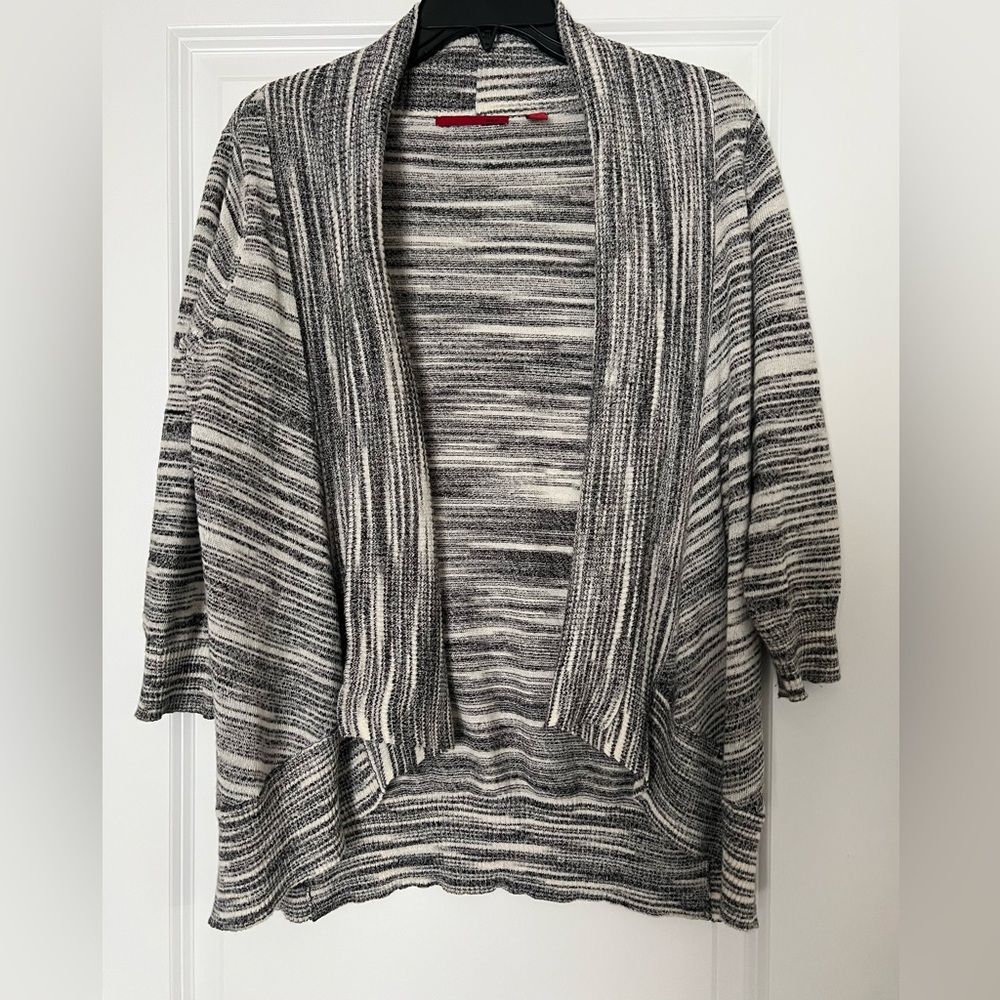 RED Abstract Striped Open Front Cardigan Sz M